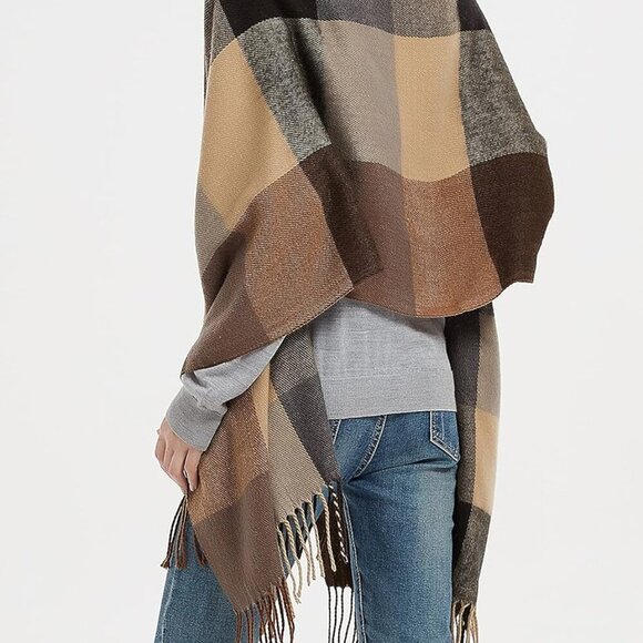 Women's Fashion Long Shawl Big Grid Winter Warm Lattice Large Scarf - Picture 3 of 5